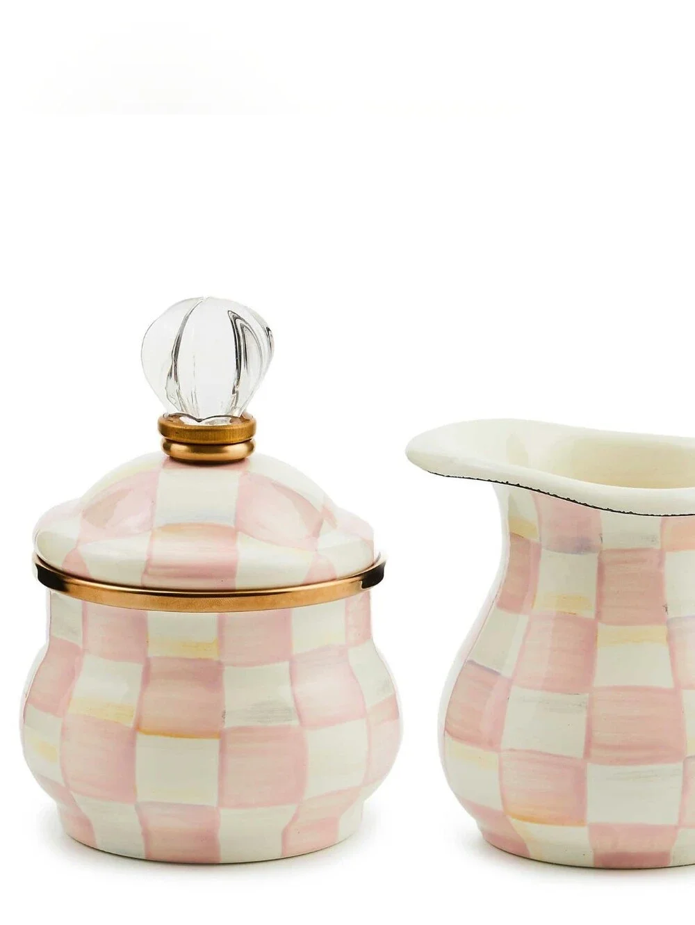 Mackenzie-Childs Rosy Check Lidded Sugar Bowl